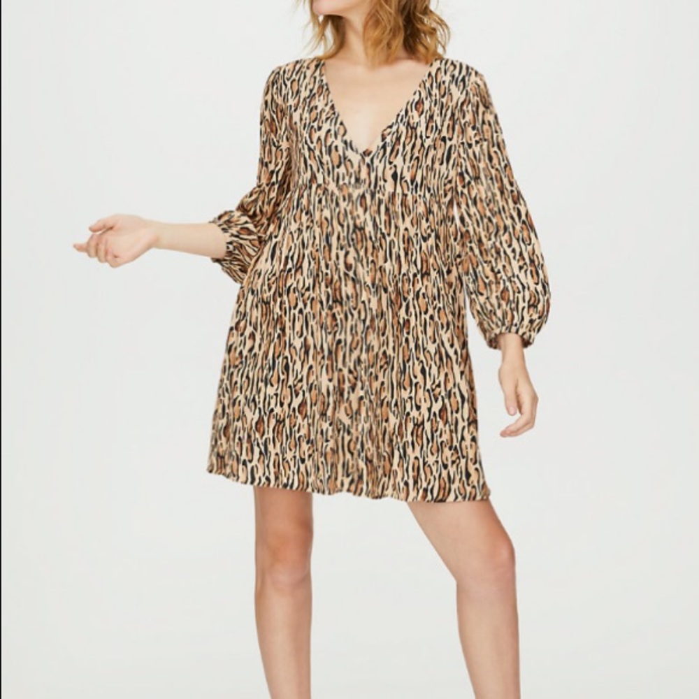 Aritzia Sunday Best Summer Mini Jinx Dress Leopard Print Size XS